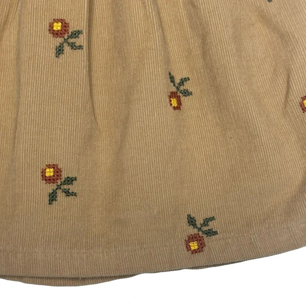 Zara‎ Embroidered Flowers Cord Skirt